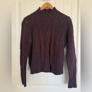 KÜHL Helena Merino Wool-Blend Cable Knit Mock Neck Sweater Ganache Medium